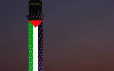 إضاءة برج القاهرة بعلم فلسطين فوتشوب
