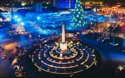 صورة شجرة الكريسماس في ميدان التحرير مفبركة