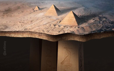 لا توجد نظرية علمية تقول إن الأهرامات هي قمة مسلات عملاقة مدفونة تحت الرمال