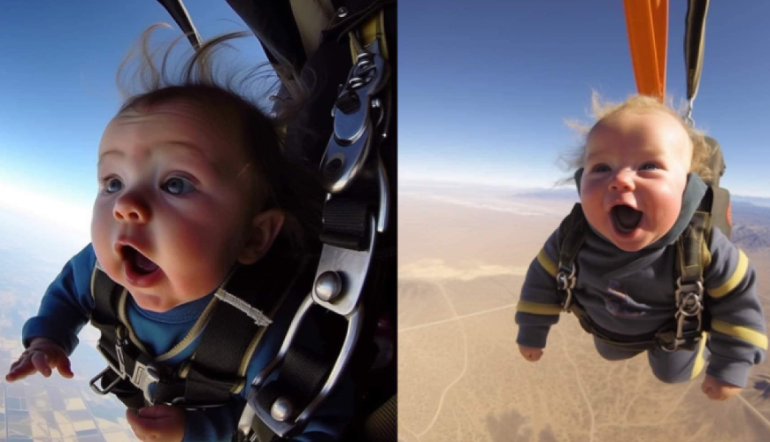 صور الطفل الذي يقفز بالمظلة من الطائرة أُعدت بواسطة برنامج ذكاء اصطناعي