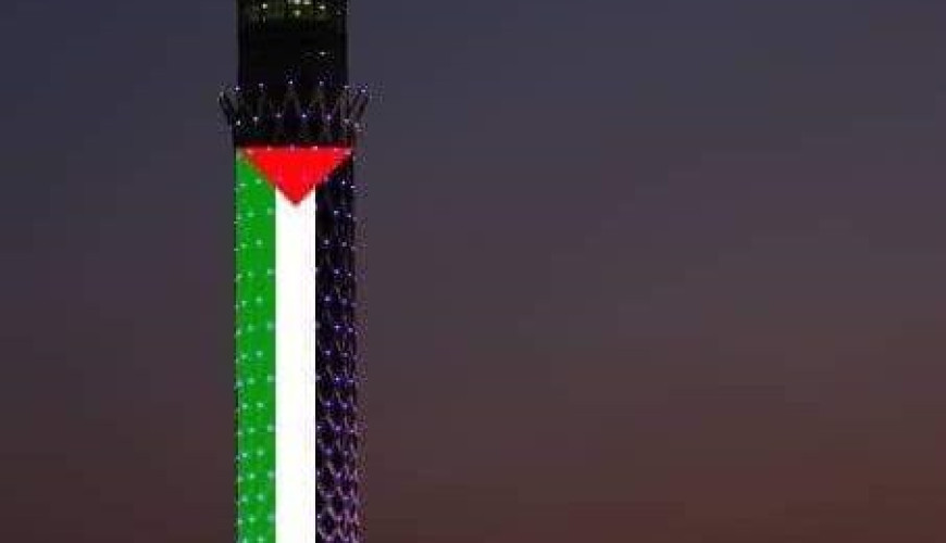 حقيقة إضاءة برج القاهرة بألوان علم فلسطين