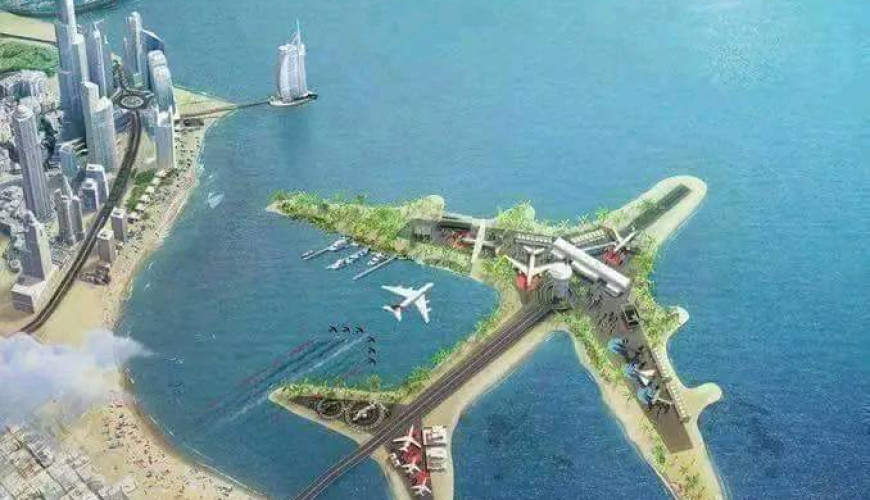 هذا تصميم إعلاني لمعرض دبي للطيران 2017 وليس "مطار دبي الجديد"