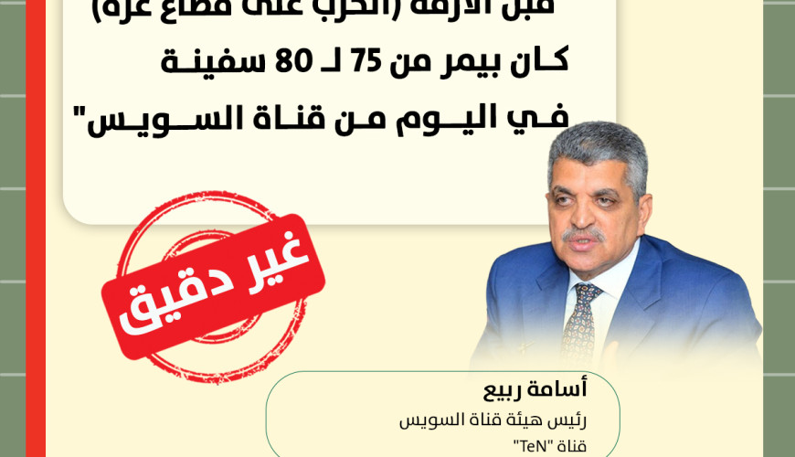 تصريح غير دقيق من رئيس قناة السويس حول عدد السفن العابرة قبل الحرب الإسرائيلية على غزة